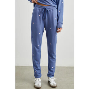 NWOT Rails Kingston Heart Embroidered Sweatpants Joggers Periwinkle Blue Pink M